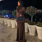 Solid Color Middle East Alala Satin Suit Dress Two-piece Set