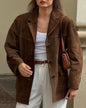 Ladies Faux Suede Suit Jacket Casual Coat